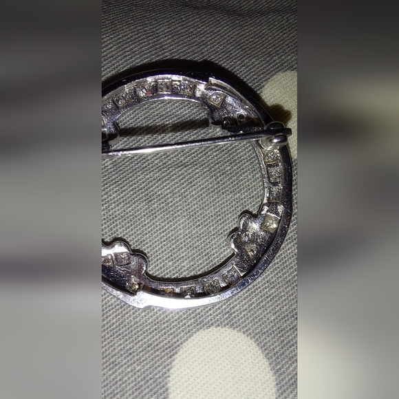 Antique Silver Brooch with Diamond Accents Estate Sale Find - Picture 4 of 10